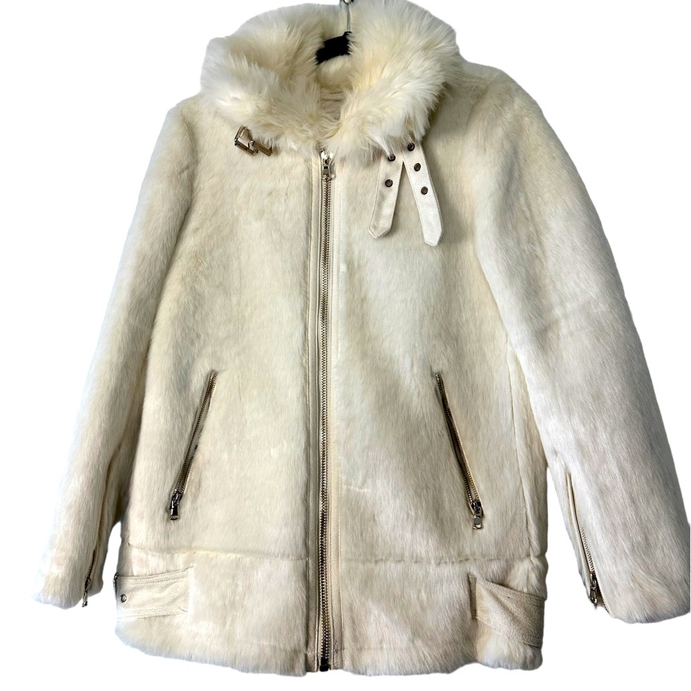 Zara Faux Fur XSmall Jacket cream/white